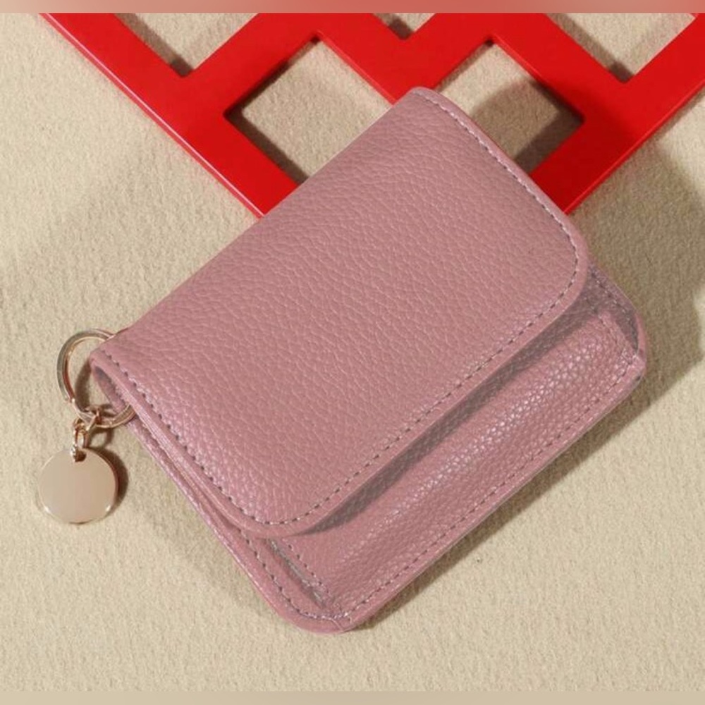 Pink Leather Wallet with Gold Charm Detail, NWOT (boutique)
